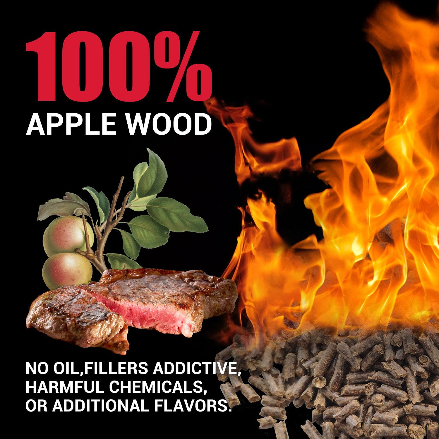 20 LBS X 2 ( 19 KG ) of 100% Pure Applewood Pellets